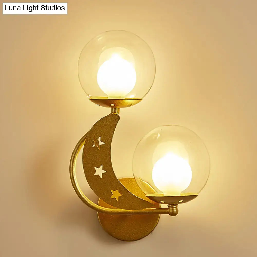 Modern gold & black ball wall sconce bedroom moon light kit