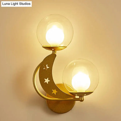 Modern gold & black ball wall sconce bedroom moon light kit