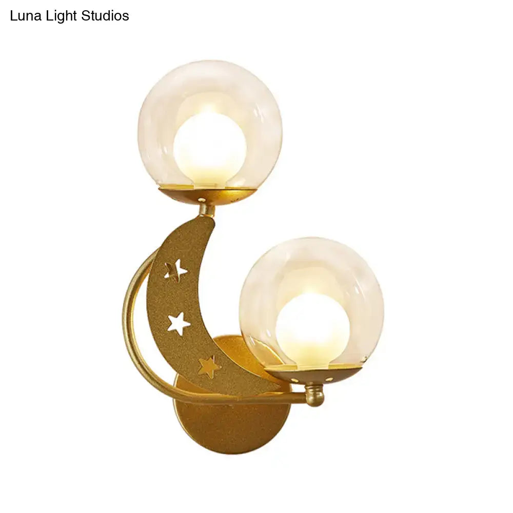 Modern gold & black ball wall sconce bedroom moon light kit