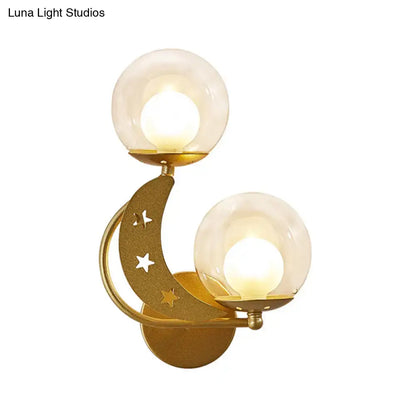 Modern gold & black ball wall sconce bedroom moon light kit