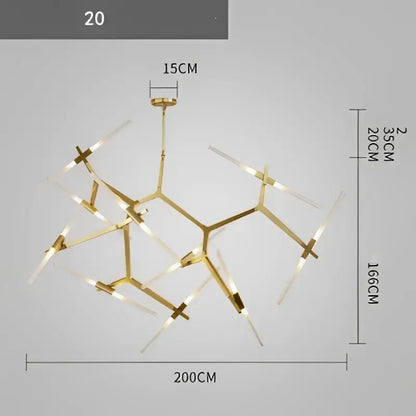 Modern gold & black branch suspension pendant light dining room
