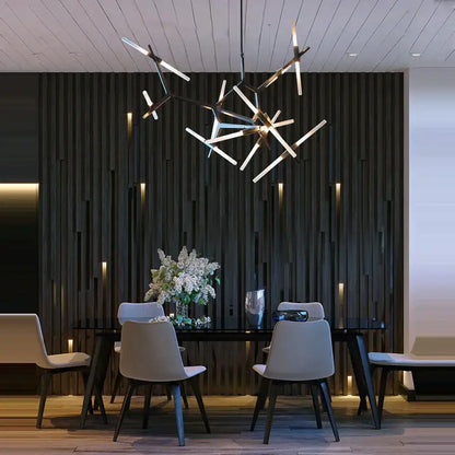Modern gold & black branch suspension pendant light dining room