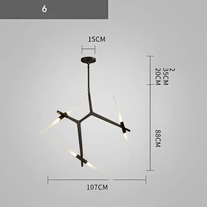 Modern gold & black branch suspension pendant light dining room
