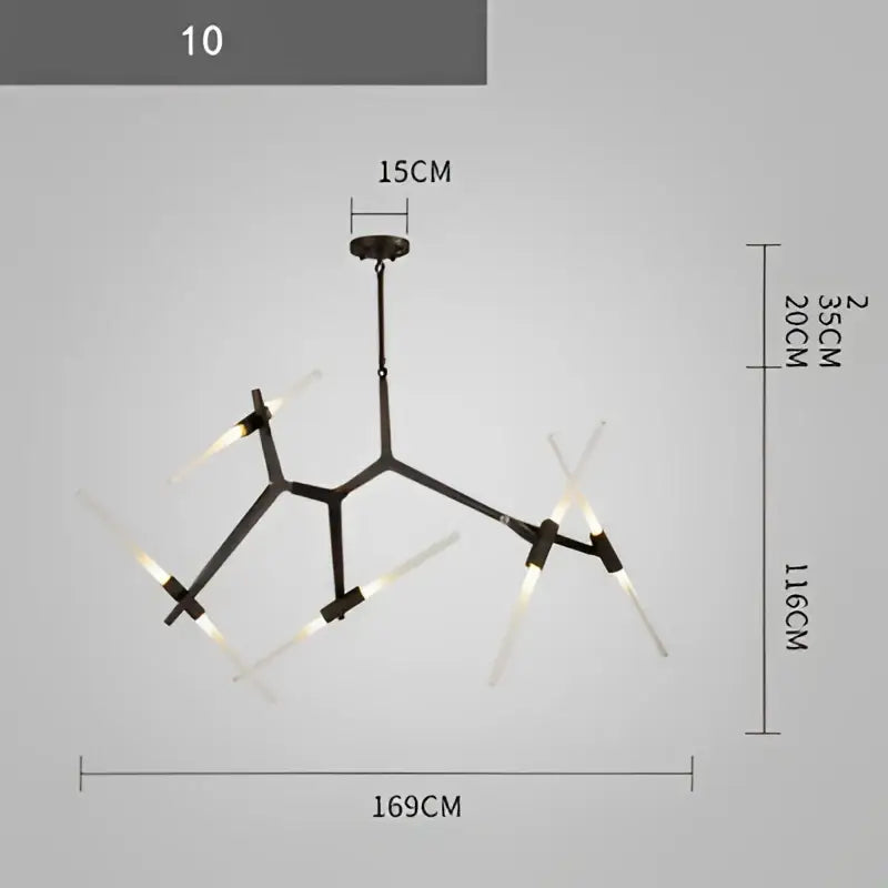 Modern gold & black branch suspension pendant light dining room
