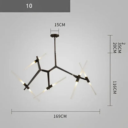 Modern gold & black branch suspension pendant light dining room