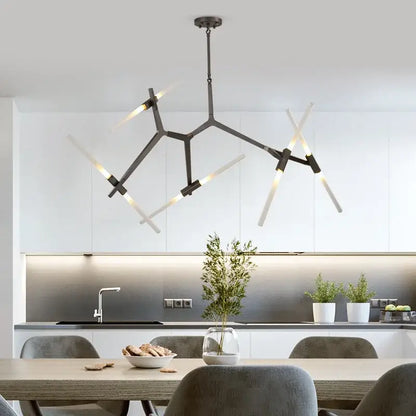 Modern gold & black branch suspension pendant light dining room