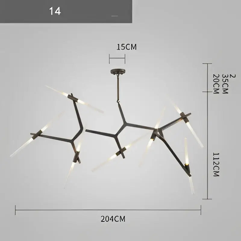 Modern gold & black branch suspension pendant light dining room