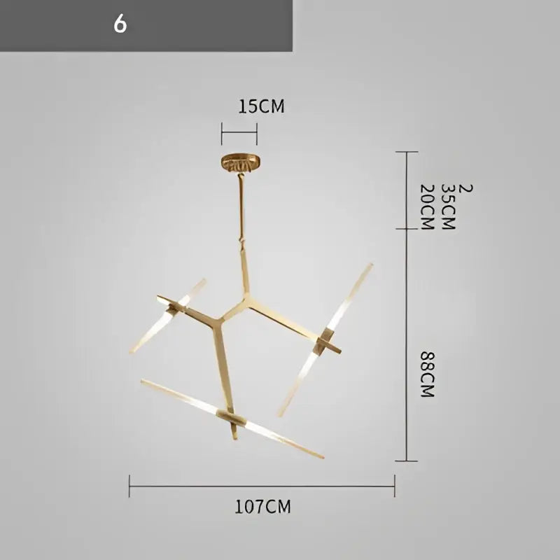 Modern gold & black branch suspension pendant light dining room