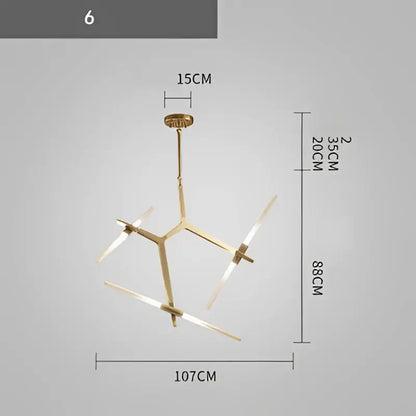 Modern gold & black branch suspension pendant light dining room