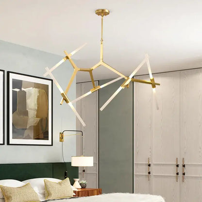 Modern gold & black branch suspension pendant light dining room