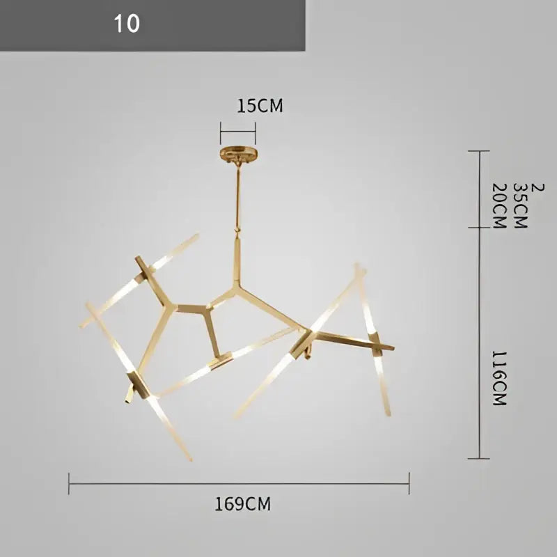 Modern gold & black branch suspension pendant light dining room