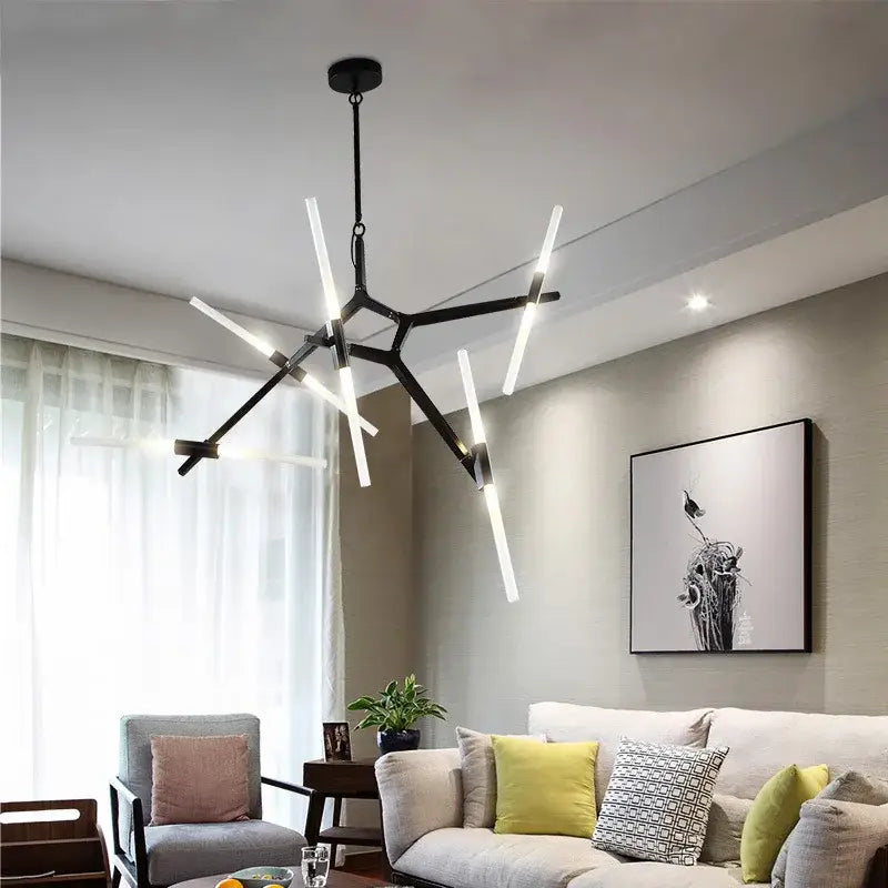 Modern gold & black branch suspension pendant light dining room