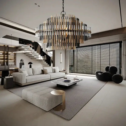 Modern gold & black brass glass ceiling chandelier living room light