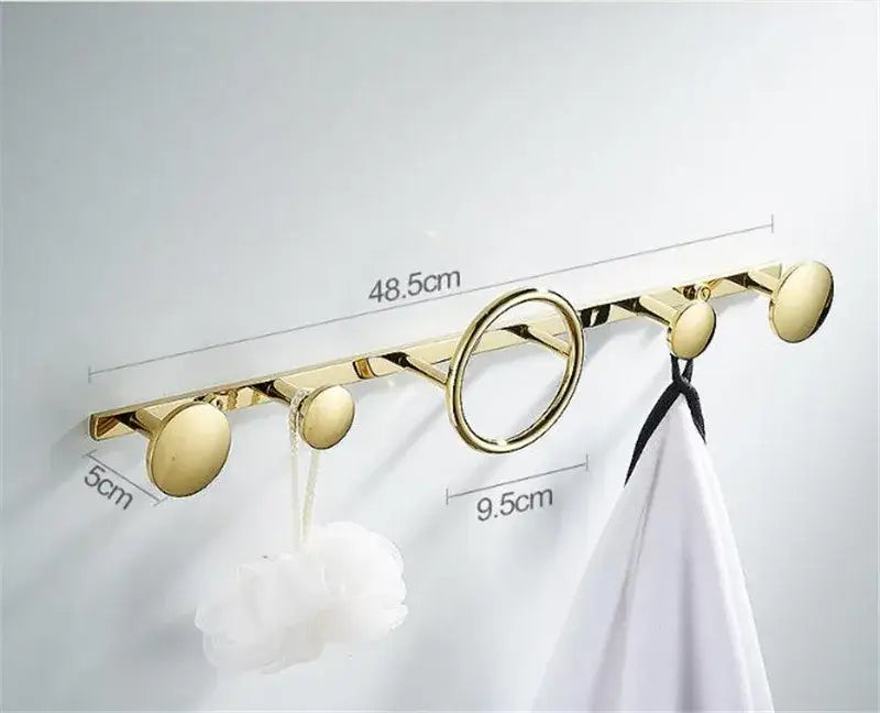 Modern gold & black brass towel hook set bathroom wall hanger