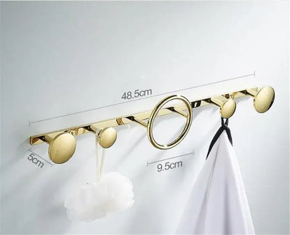 Modern gold & black brass towel hook set bathroom wall hanger