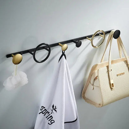 Modern gold & black brass towel hook set bathroom wall hanger