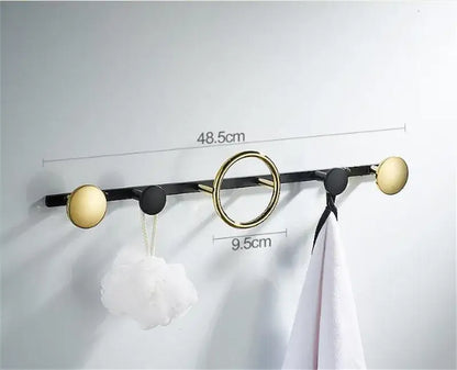 Modern gold & black brass towel hook set bathroom wall hanger
