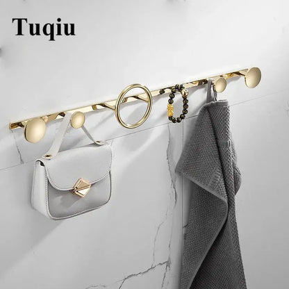 Modern gold & black brass towel hook set bathroom wall hanger