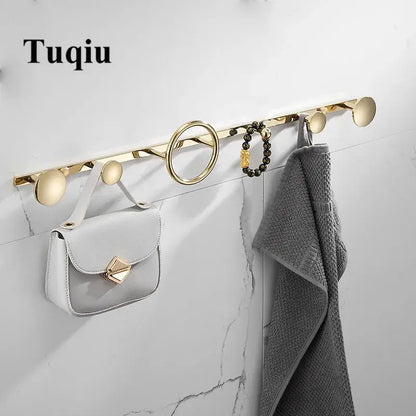 Modern gold & black brass towel hook set bathroom wall hanger