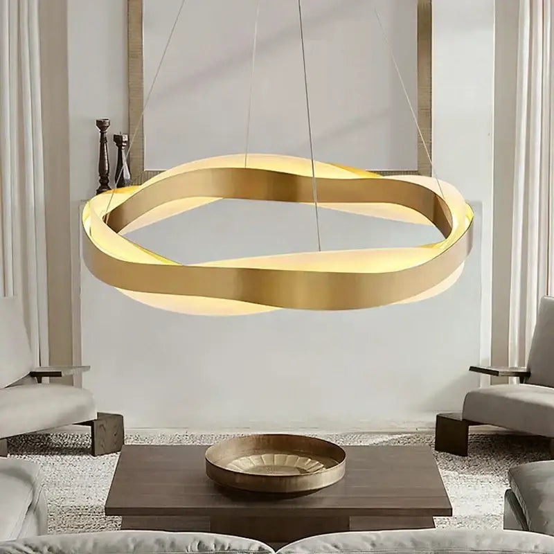 Modern gold & black circle pendant light living room chandelier
