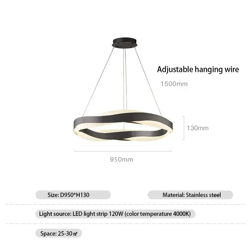 Modern gold & black circle pendant light living room chandelier
