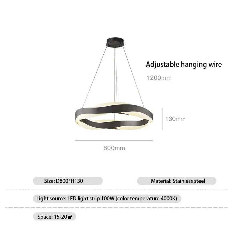 Modern gold & black circle pendant light living room chandelier
