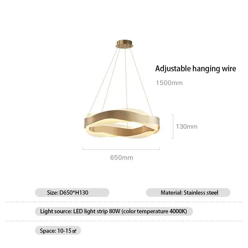 Modern gold & black circle pendant light living room chandelier