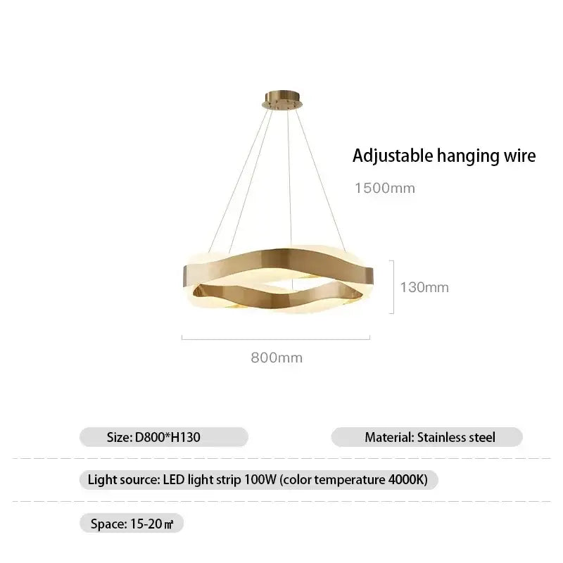Modern gold & black circle pendant light living room chandelier