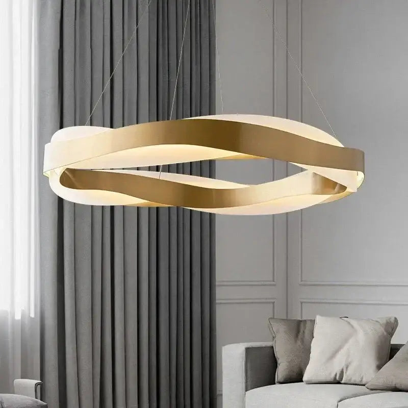 Modern gold & black circle pendant light living room chandelier