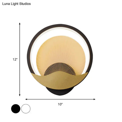 Modern gold & black circular led wall sconce bedroom light