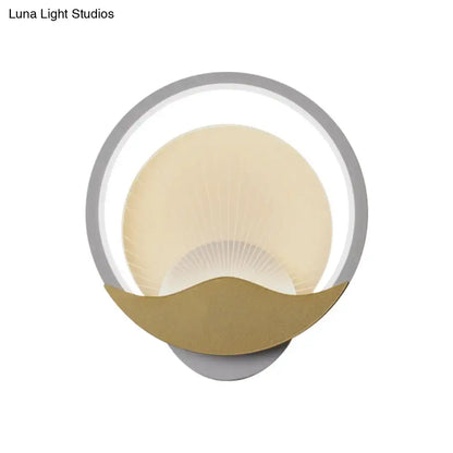 Modern gold & black circular led wall sconce bedroom light