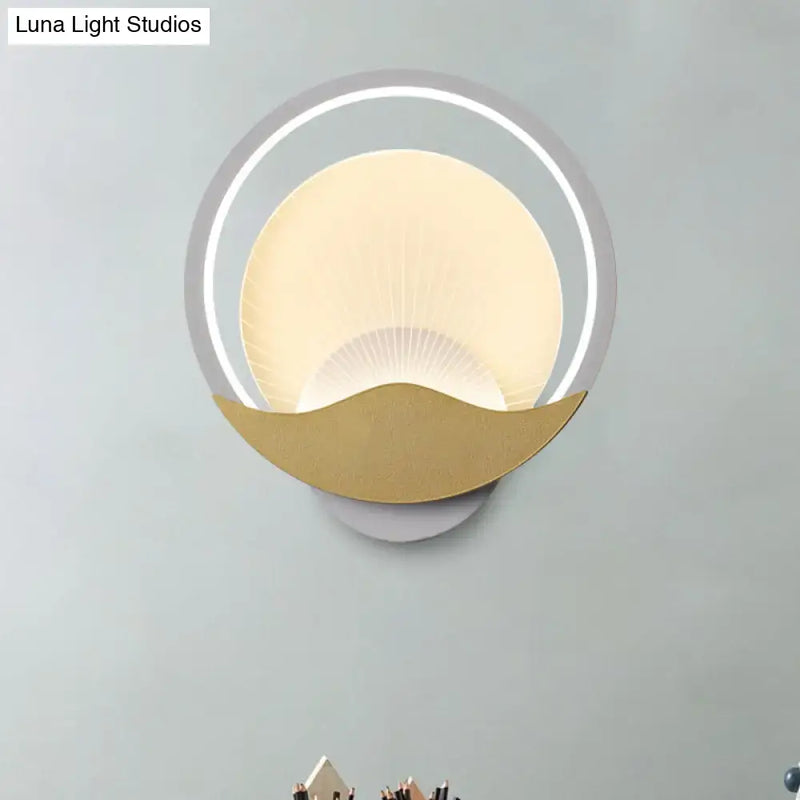 Modern gold & black circular led wall sconce bedroom light
