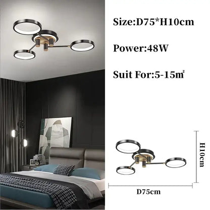 Modern gold & black circular ring pendant light for living room