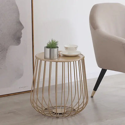 Modern gold & black coffee table living room wireframe side tables