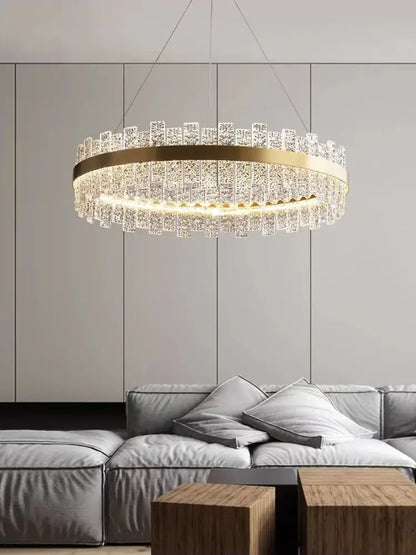 Modern gold & black crystal led chandelier dining room pendant light