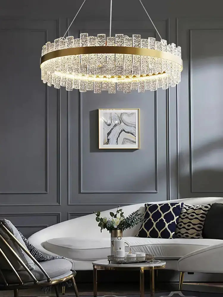 Modern gold & black crystal led chandelier dining room pendant light