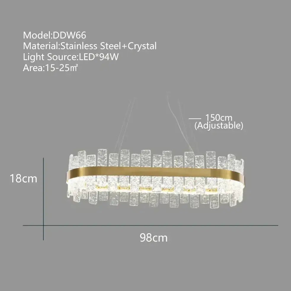 Modern gold & black crystal led chandelier dining room pendant light