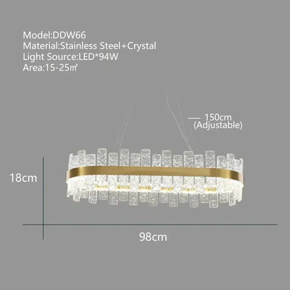 Modern gold & black crystal led chandelier dining room pendant light