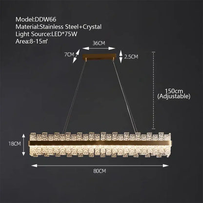 Modern gold & black crystal led chandelier dining room pendant light
