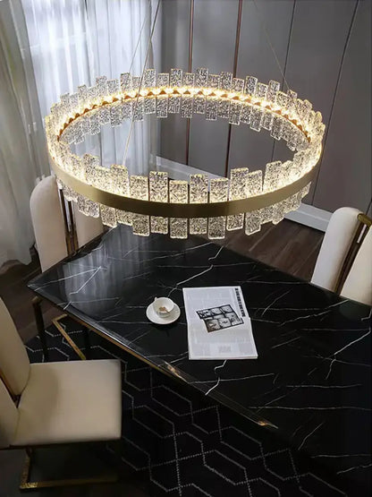 Modern gold & black crystal led chandelier dining room pendant light