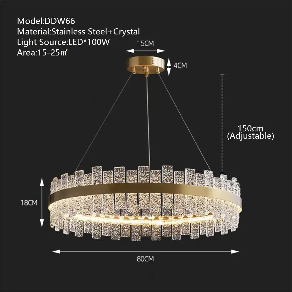 Modern gold & black crystal led chandelier dining room pendant light