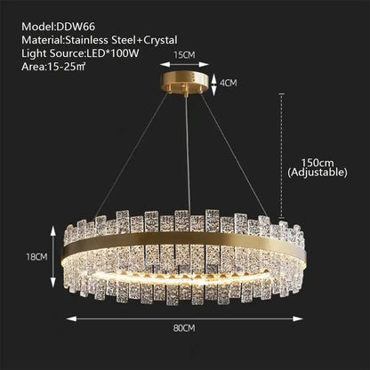 Modern gold & black crystal led chandelier dining room pendant light