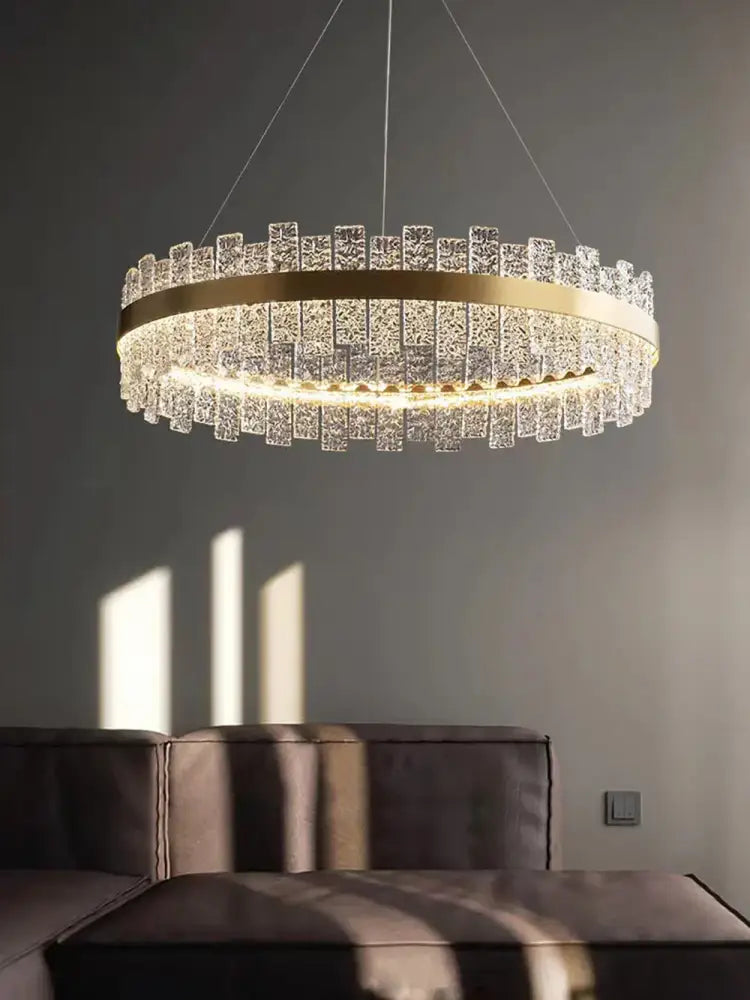 Modern gold & black crystal led chandelier dining room pendant light