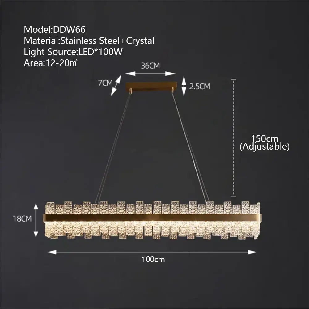 Modern gold & black crystal led chandelier dining room pendant light