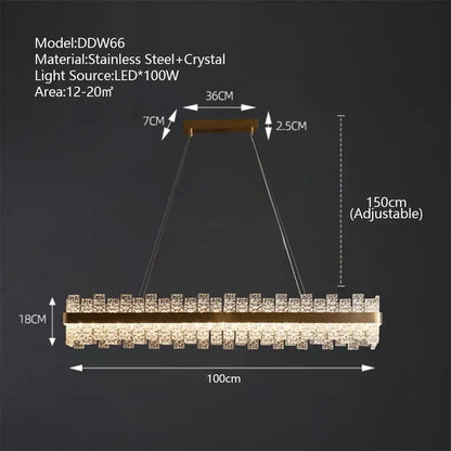 Modern gold & black crystal led chandelier dining room pendant light
