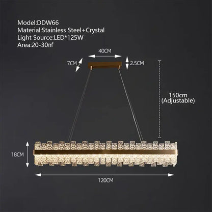 Modern gold & black crystal led chandelier dining room pendant light