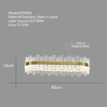Modern gold & black crystal led chandelier dining room pendant light