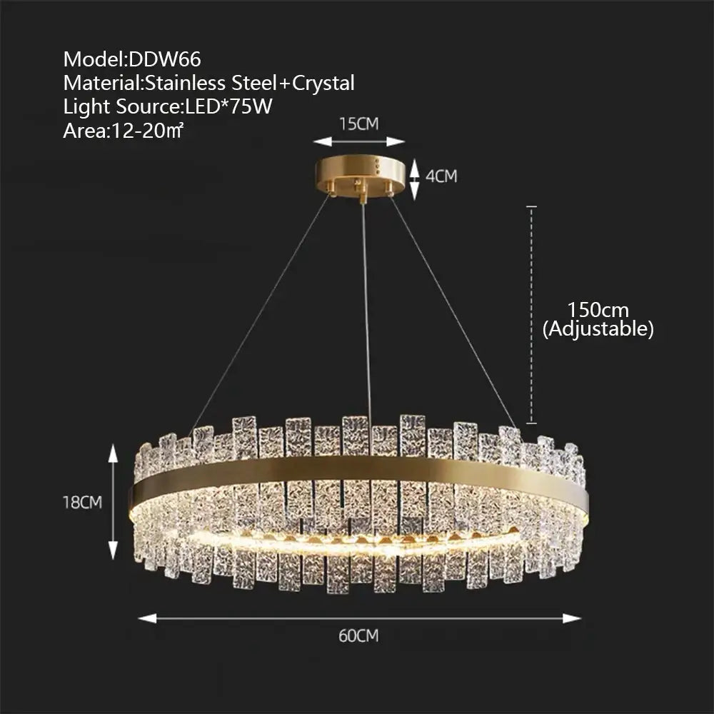 Modern gold & black crystal led chandelier dining room pendant light
