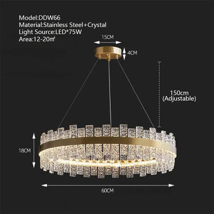 Modern gold & black crystal led chandelier dining room pendant light