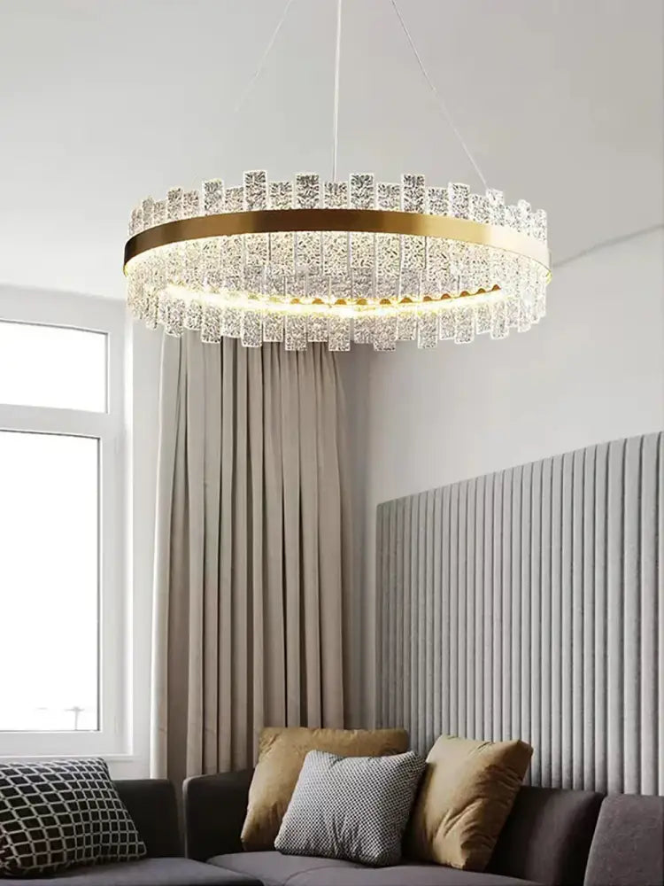 Modern gold & black crystal led chandelier dining room pendant light